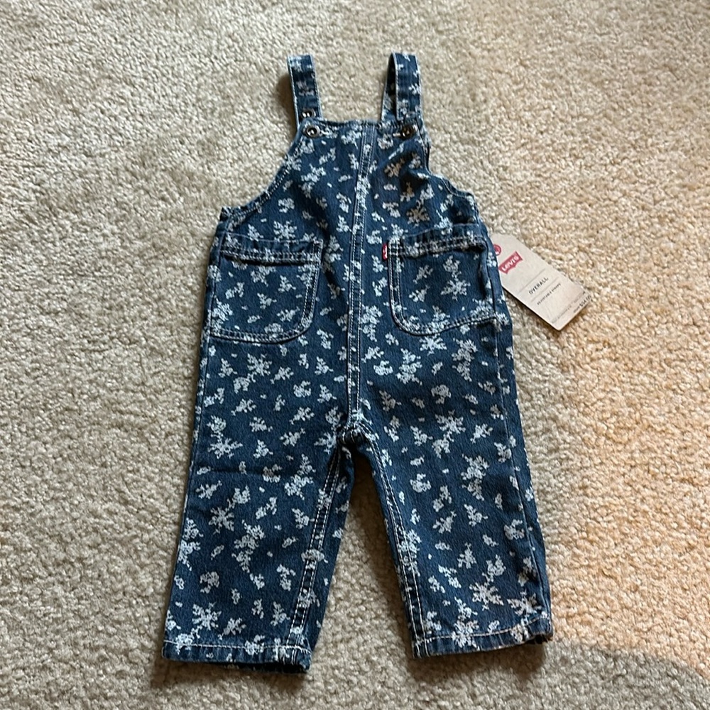 Levi’s floral pattern overalls for 6-9 months NWT